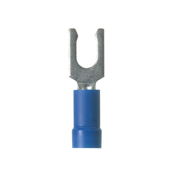 Fork Terminal, #10 Stud Size, 14 AWG, 600 V, Vinyl Insulated, Blue, 100 PK